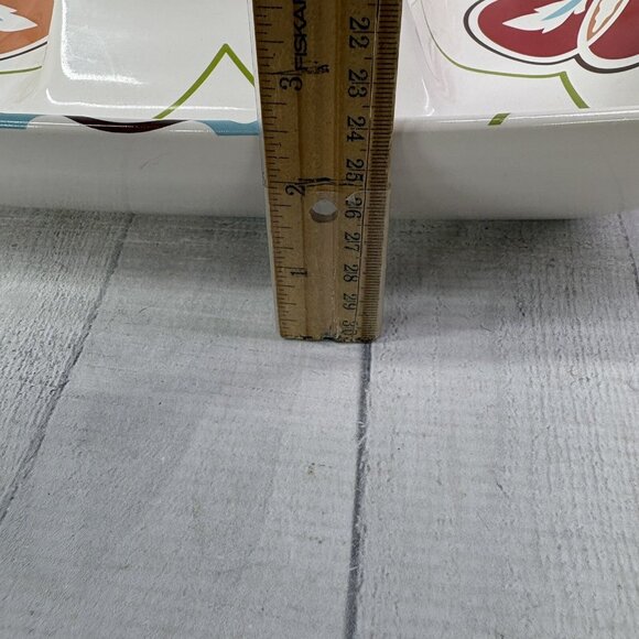 The Cellar GLOBAL 70's Floral Flowers White Ceramic Square 1 Piece Chip & Dip - Picture 10 of 16